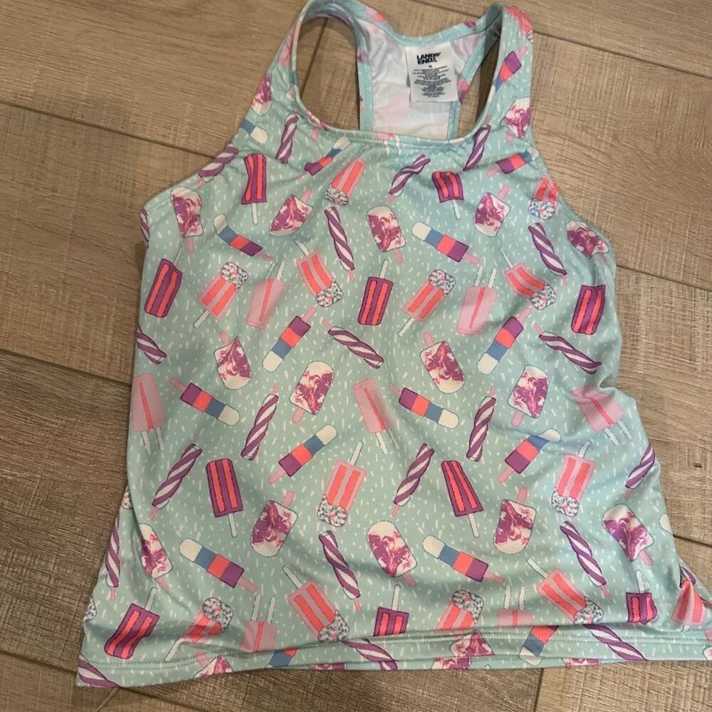 LANDS END GIRLS SIZE 14 2 PIECE TANKINI SWIM SUIT ICE CREAM POPSICLES